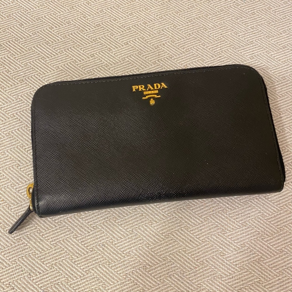 Prada Large Saffiano Zippered Wallet